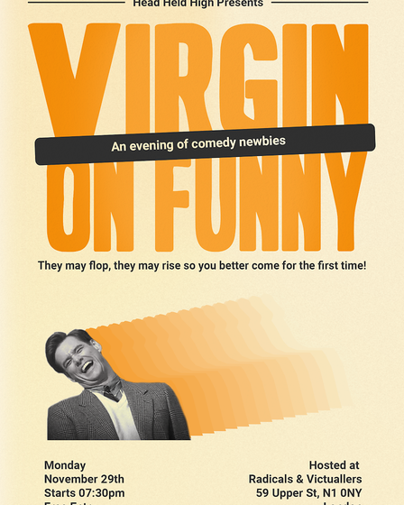 Poster of the comedy event 'Virgin on Funny'