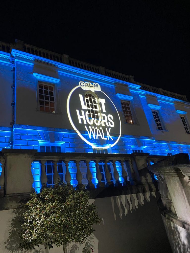 The Lost Hours logo displayed on Queen's House in Greenwich.
