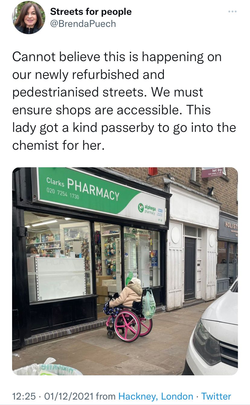 A tweet from a member of Wheels for Wellbeing